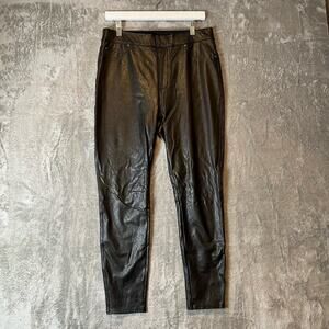 Spanx Leather-Like Ankle Skinny Pants Sz Large Black‎